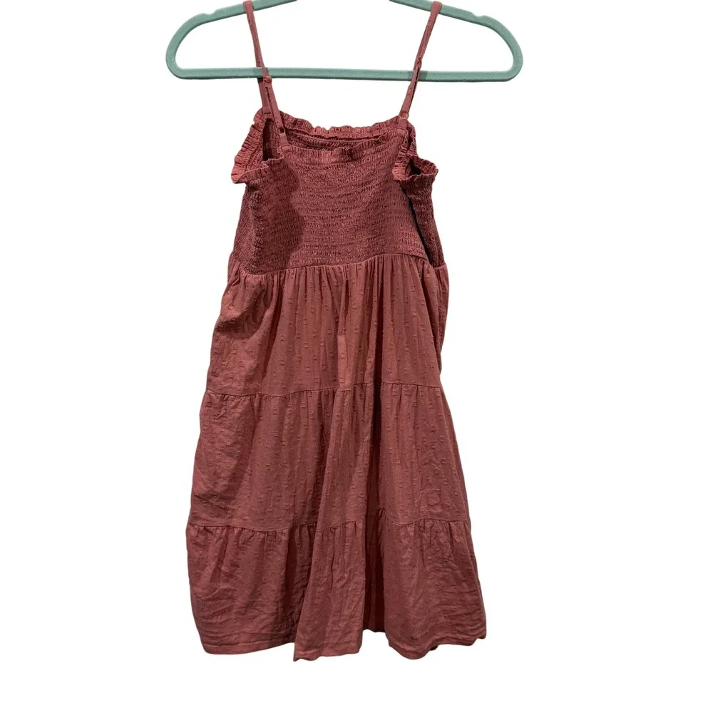 Old Navy Girls XL 14-16 Dusty Rose Smocked Tiered Dobby Cami Sundress Terracotta